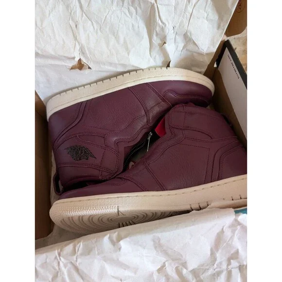 NIB Nike Air Jordan 1 High Zip AT0575-600 W Sz 9 Shoes Bordeaux Purple Sz 7Y - Picture 3 of 10